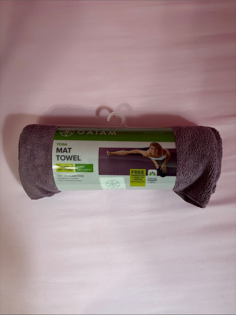 GAIAM Plum Yoga Mat Towel - light plum Microfiber